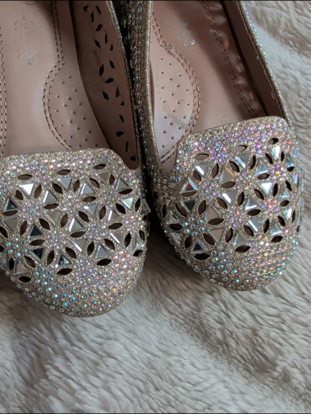 Link Comfort Toddler Girls' Sparkly Gold Ballet Flats Sz 10